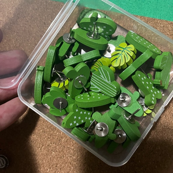 Cactus CorkBoard and Set of Plant Push Pins - Picture 3 of 3